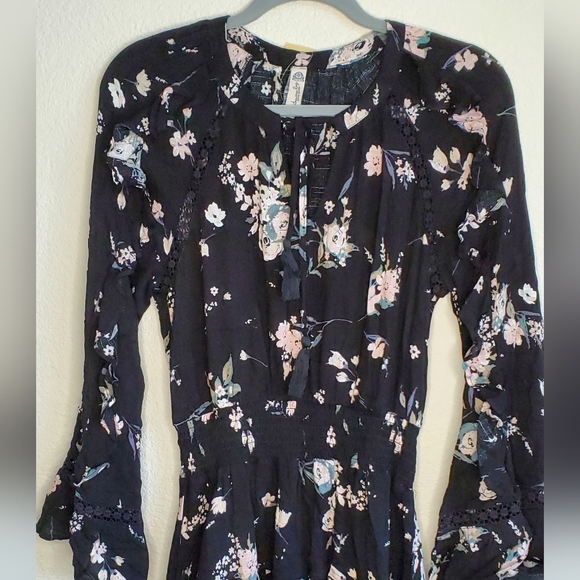 American Rag Dress in Black w/ Turquoise Flowers - Picture 2 of 8